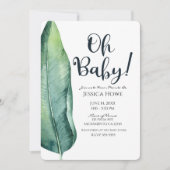 Wit & Groen Tropical Leaf Classy Oh Baby shower Kaart (Voorkant)