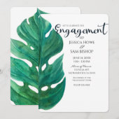 Wit & Groen Tropical Leaf Classy Verloving Kaart (Voorkant / Achterkant)