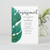 Wit & Groen Tropical Leaf Classy Verloving Kaart (Staand voorkant)