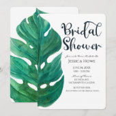 Wit & Groen Tropisch blad Klasse Bruidsdouche Kaart (Voorkant / Achterkant)