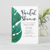 Wit & Groen Tropisch blad Klasse Bruidsdouche Kaart (Staand voorkant)