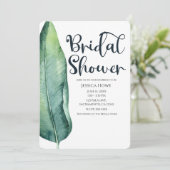 Wit & Groen Tropisch blad Klasse bruidsdouche Kaart (Staand voorkant)