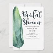 Wit & Groen Tropisch blad Klasse bruidsdouche Kaart (Voorkant)