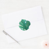 Wit & Groen Tropisch blad Klasse bruidsdouche Ronde Sticker (Envelop)