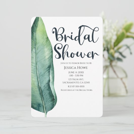 Wit & Groen Tropisch Leaf Classy Vrijgezellenfeest Kaart (Staand voorkant)