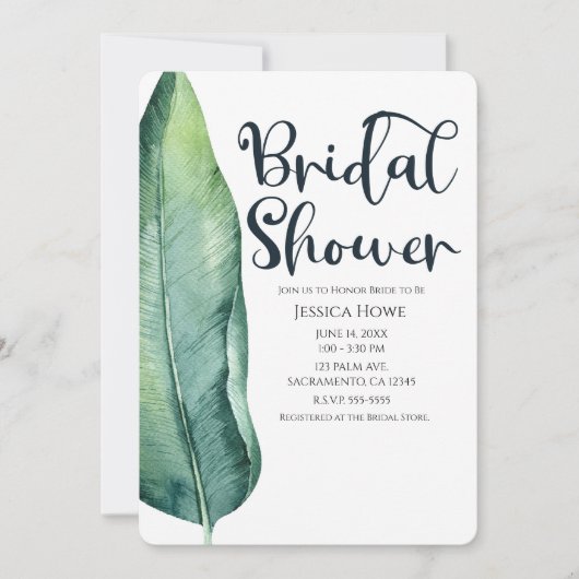 Wit & Groen Tropisch Leaf Classy Vrijgezellenfeest Kaart (Voorkant)