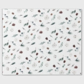 Wit groen  vrolijk kerstfeest cadeaupapier (Vlak)