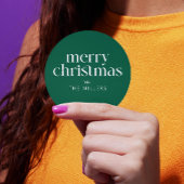 Wit Groen Vrolijk Kerstfeest Retro Typografie Ronde Sticker