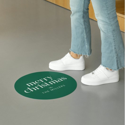 Wit Groen Vrolijk Kerstfeest Retro Typografie Ronde Sticker