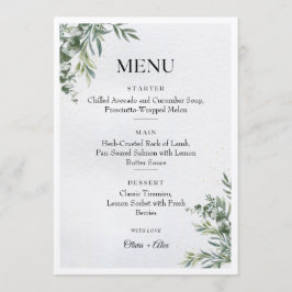 Wit & Groen Waterverf Bladeren Trouwmenu Menu