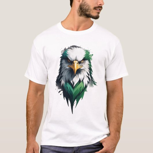 Wit Groen Zwart Eagle Royal Luxe T-shirt (Voorkant)