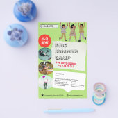 Wit Groen Zwart Speels voor Kinderen Zomerkamp Flyer (Enkel)
