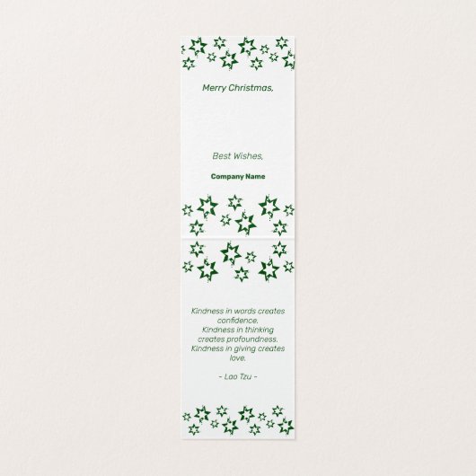 Wit-groene kerststerren Kaart voor de zorgverlener (Binnenkant ongevouwen)