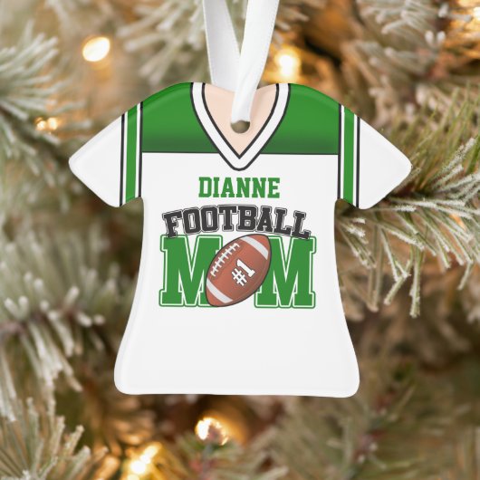 Wit/Groene Voetbal Moeder Jersey Ornament (Boom)