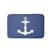 Wit groot anker silhouet op Navy Blue Badmat (Voorkant)