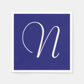 Wit groot elegant monogram | Midnight Blue Servet (Voorkant)
