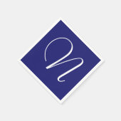 Wit groot elegant monogram | Midnight Blue Servet (Hoek)