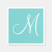 Wit groot elegant monogram | pastel Blauwgroen Servet (Voorkant)
