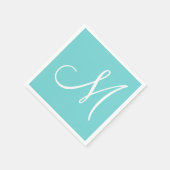 Wit groot elegant monogram | pastel Blauwgroen Servet (Hoek)