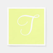 Wit groot elegant monogram | Pastel Limoen Servet (Voorkant)