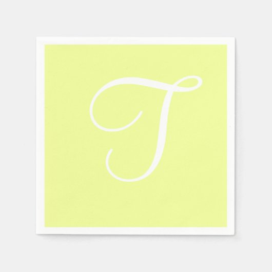 Wit groot elegant monogram | Pastel Limoen Servet (Voorkant)
