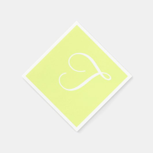 Wit groot elegant monogram | Pastel Limoen Servet (Hoek)