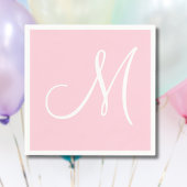 Wit groot elegant monogram | Pastel roze Servet