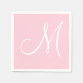 Wit groot elegant monogram | Pastel roze Servet (Voorkant)