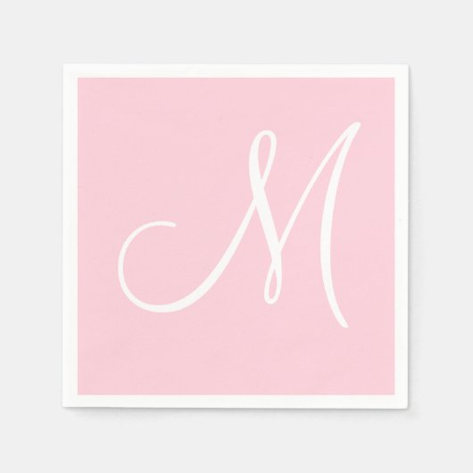 Wit groot elegant monogram | Pastel roze Servet (Voorkant)