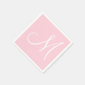 Wit groot elegant monogram | Pastel roze Servet (Hoek)
