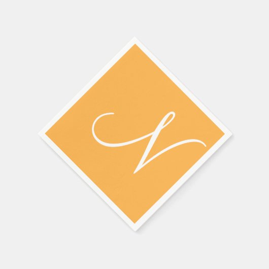 Wit groot elegant monogram | Pastel Sinaasappel Servet (Hoek)