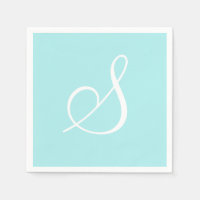 Wit groot elegant monogram | Pastel Turquoise