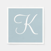 Wit groot elegant monogram | Pastelblauw Servet (Voorkant)