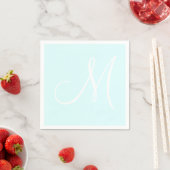 Wit groot elegant monogram | pastelcyaan servet (Insitu)