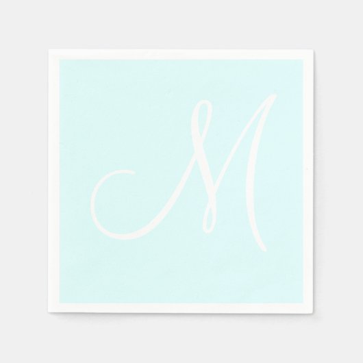 Wit groot elegant monogram | pastelcyaan servet (Voorkant)
