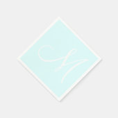 Wit groot elegant monogram | pastelcyaan servet (Hoek)