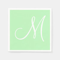 Wit groot elegant monogram | pastelmunt