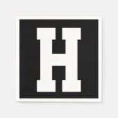 Wit Groot Modern Initiaal | Zwart Servet (Voorkant)