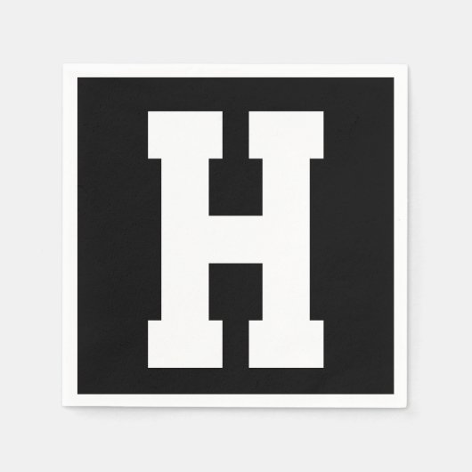 Wit Groot Modern Initiaal | Zwart Servet (Voorkant)
