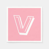 Wit Groot Modern Monogram | Baby Pink Servet (Voorkant)