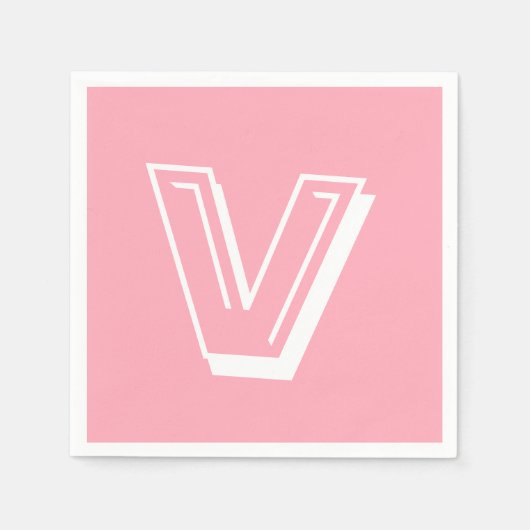 Wit Groot Modern Monogram | Baby Pink Servet (Voorkant)