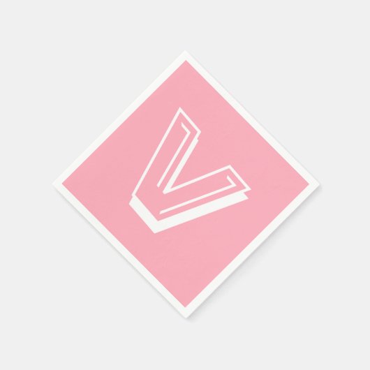 Wit Groot Modern Monogram | Baby Pink Servet (Hoek)