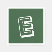 Wit Groot Modern Monogram | Hunter Green Servet (Voorkant)