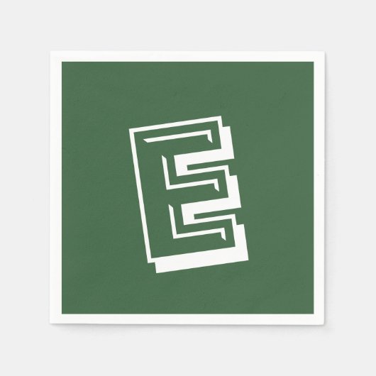 Wit Groot Modern Monogram | Hunter Green Servet (Voorkant)
