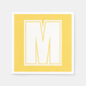 Wit Groot Modern Monogram | Mosterdgeel Servet (Voorkant)