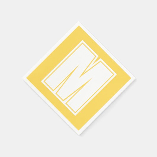 Wit Groot Modern Monogram | Mosterdgeel Servet (Hoek)