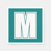 Wit Groot Modern Monogram | Smaragdgroen Servet (Voorkant)