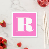 Wit Groot Stijlvol Monogram | Neon Roze Servet (Insitu)