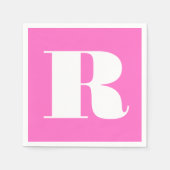 Wit Groot Stijlvol Monogram | Neon Roze Servet (Voorkant)