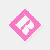 Wit Groot Stijlvol Monogram | Neon Roze Servet (Hoek)